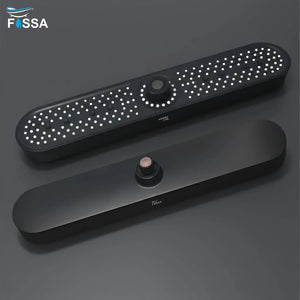 Helios 48cm ABS Black Finish Overhead Shower Without Arm - Fossa Home