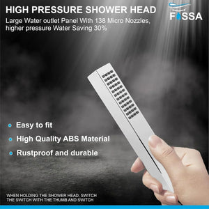 Fossa Hexa Square ABS Hand-Held Shower for Bathroom, High Pressure Shower Set Chrome Finish (Only Hand Shower) - Fossa Home