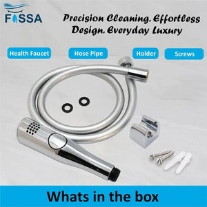 Italian Silver ABS Health Faucet with 1 Meter 304-Grade SS Hose Pipe & Hook - Fossa Home