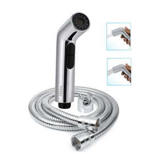 Hydra Silver ABS Health Faucet with 1 Meter 304-Grade SS Hose Pipe & Hook - Fossa Home