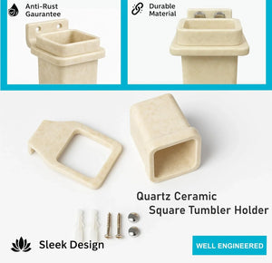 modern bathroom ivory brush holder unbreakable abs square design