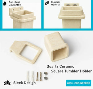 Ivory Brush Holder Unbreakable Abs Square Ceramic Finish (RM-113) - Fossa Home