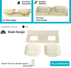 modern bathroom ivory double soap dish unbreakable abs rectangular design