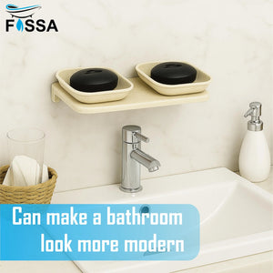 ivory color double soap holder abs ceramic finish durable bathroom accessory