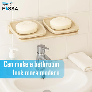 ivory colour double soap holder, ABS ceramic finish, durable bathroom accessory