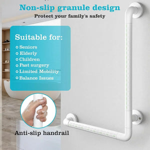 L-Shaped Stainless Steel 90° Anti-Slip Bathroom Grab Bar – White - Fossa Home