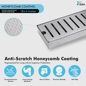 honeycomb design linear shower drain channel 18x4 inch stainless steel