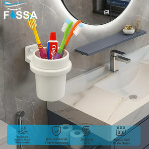 White Brush Holder Unbreakable Abs Round Ceramic Finish (RW-123) - Fossa Home