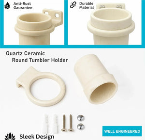 Ivory Brush Holder Unbreakable Abs Round Ceramic Finish (RM-123) - Fossa Home