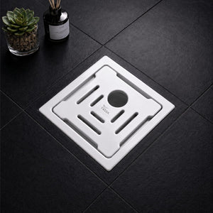 Areas 6x6 Inch Ceramic with Melamine Floor Drain with Cockroach Trap in White, Model RW-216
