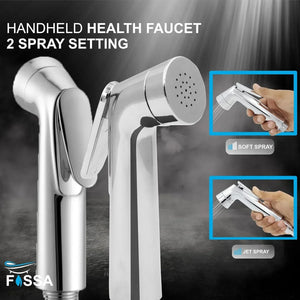 Nexus Health Faucet Toilet Hand Spray with 1 Meter Pipe & Wall Hook Silver (Leak-Proof Set) - Fossa Home