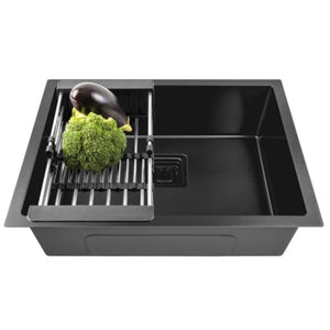 Premium Handmade (24 x 18 x 10) Inch Stainless Steel Single Bowl Black Kitchen Sink - Fossa Home