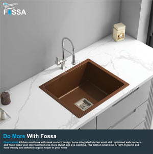 Quartz Kitchen Sink Single Bowl Brown (24×18x9 Inches) – 10-Year Warranty - Fossa Home
