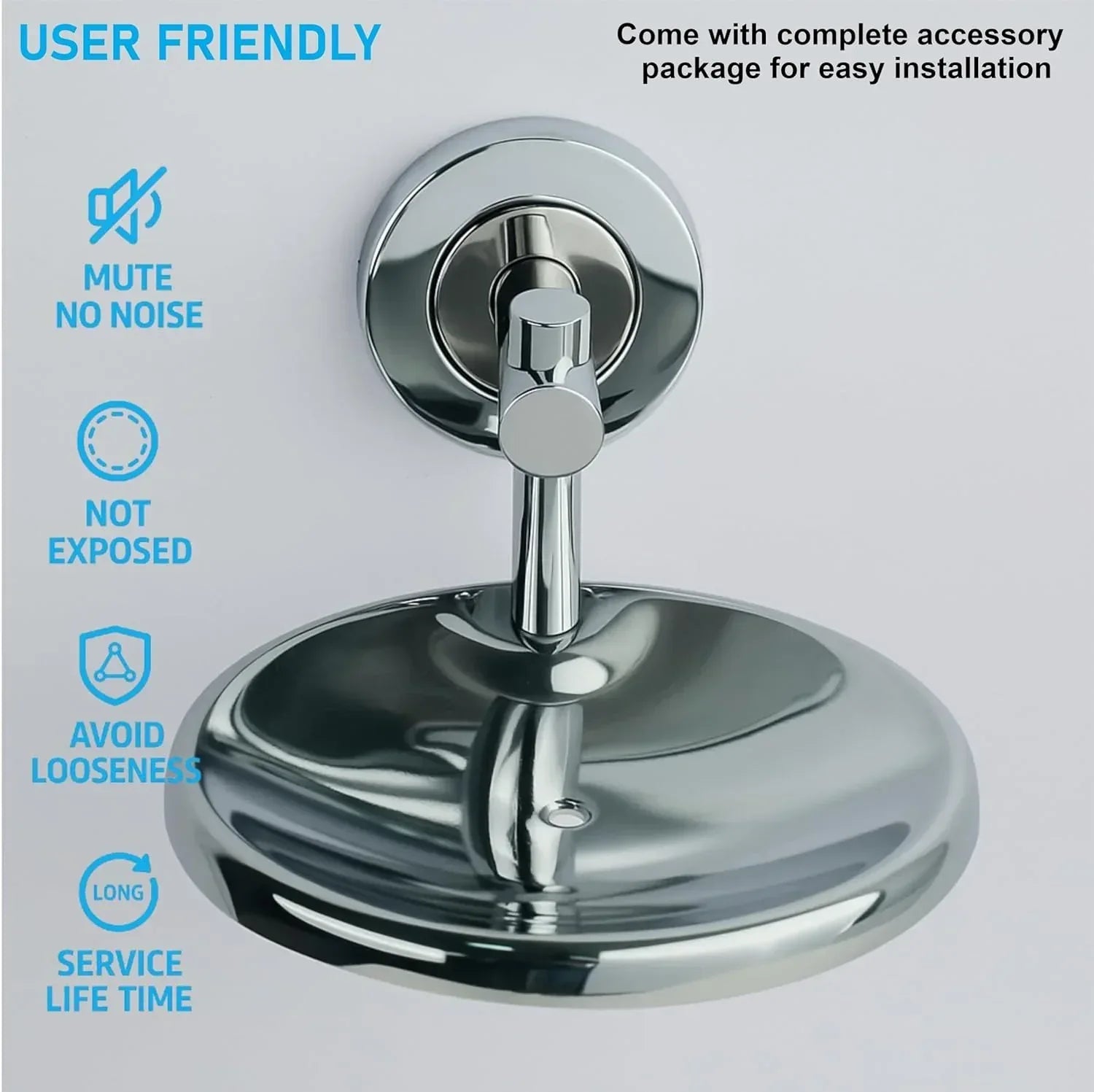 Round Stainless Steel Wall Mounted Soap Dish –Silver - Fossa Home