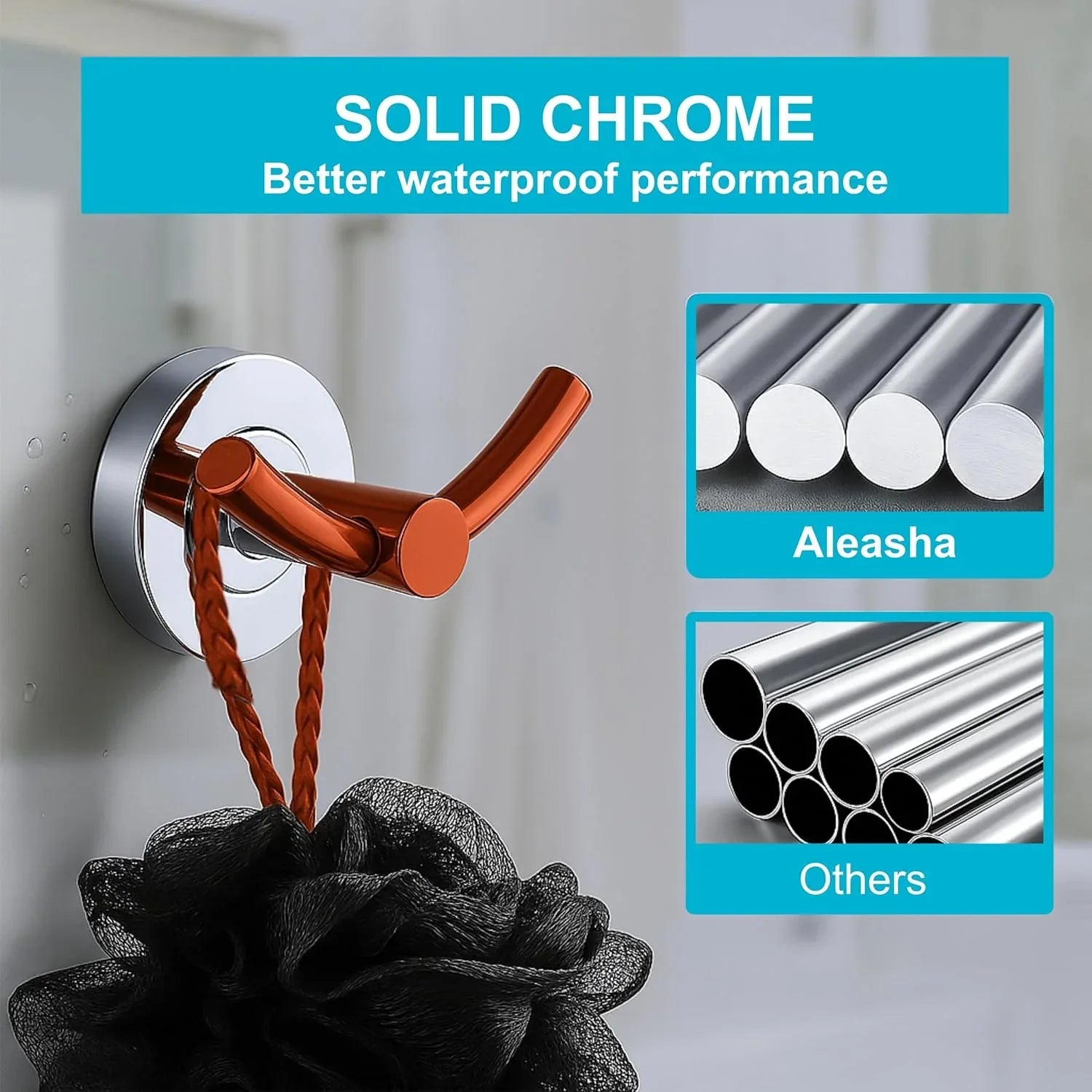Wall Mounted Stainless Steel Towel & Robe Hook Matte Finish Rose Gold & Silver - Fossa Home