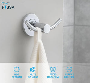 Wall Mounted Stainless Steel Towel & Robe Hook Chrome Finish (Silver) - Fossa Home