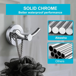 Wall Mounted Stainless Steel Towel & Robe Hook Chrome Finish (Silver) - Fossa Home