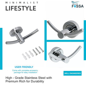 Wall Mounted Stainless Steel Towel & Robe Hook Chrome Finish (Silver) - Fossa Home