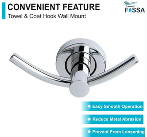 Wall Mounted Stainless Steel Towel & Robe Hook Chrome Finish (Silver) - Fossa Home