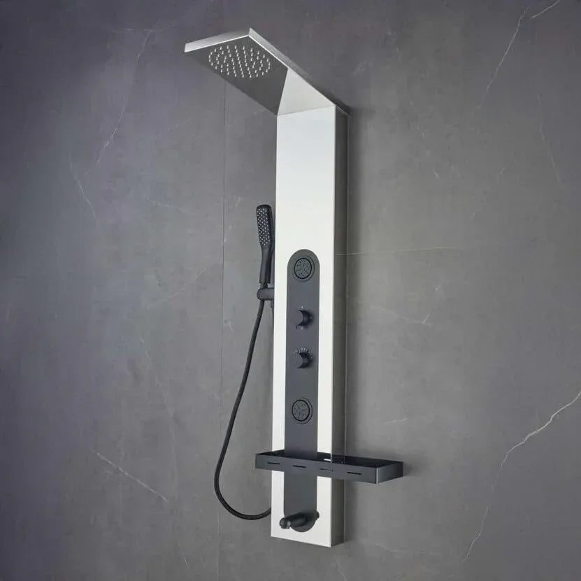 Smart Rainfall Shower Panel Set (Silver - Black) - Fossa Home