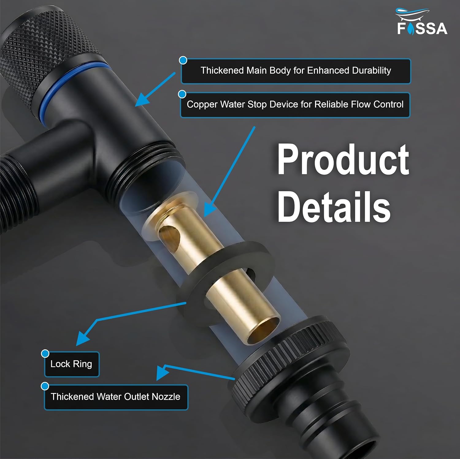 Laundry Faucet Black Stainless Steel Angle Valve