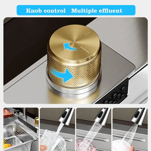 silver smart waterfall kitchen sink stainless steel 37 inch size