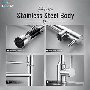 Make Kitchen Cleaning Easier
Flexible spray, smooth control & elegant silver finish