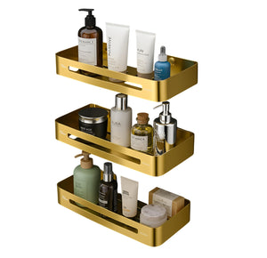 Square Stainless Steel Corner Shelf (Gold) 3 set - Fossa Home