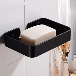 Square Stainless Steel Wall Mounted Soap Dish – Black - Fossa Home