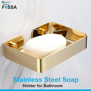 Square Stainless Steel Wall Mounted Soap Dish – Gold - Fossa Home
