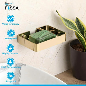 Square Stainless Steel Wall Mounted Soap Dish – Gold - Fossa Home