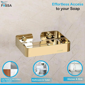 Square Stainless Steel Wall Mounted Soap Dish – Gold - Fossa Home