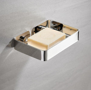 Square Stainless Steel Wall Mounted Soap Dish – Matte Silver - Fossa Home