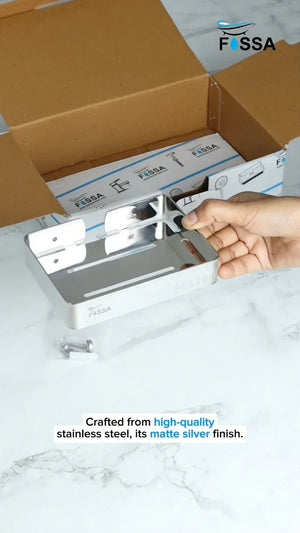 Square Stainless Steel Wall Mounted Soap Dish – Matte Silver - Fossa Home