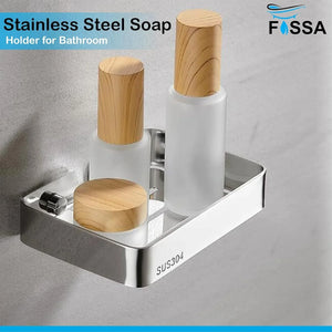 Square Stainless Steel Wall Mounted Soap Dish – Matte Silver - Fossa Home