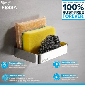 Square Stainless Steel Wall Mounted Soap Dish – Matte Silver - Fossa Home