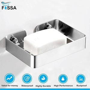 matte silver color stainless steel square soap holder wall mount