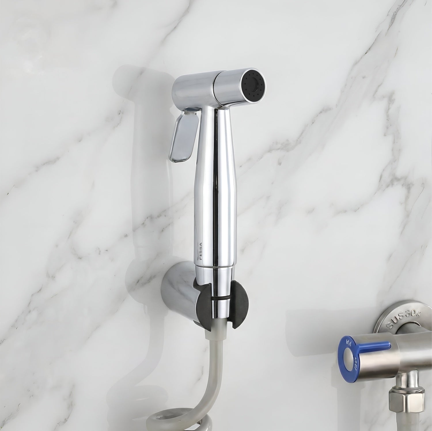 Steelo Stainless Steel Health Faucet with Flexible ABS Spring Hose Pipe - 1 Metar Silver - Fossa Home