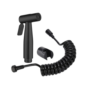 Steelo Stainless Steel Health Faucet with Flexible ABS Spring Hose pipe - 1 Metar Black - Fossa Home