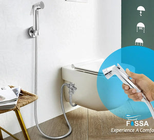 Nexus Health Faucet Toilet Hand Spray with 1 Meter Pipe & Wall Hook Silver (Leak-Proof Set) - Fossa Home