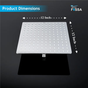 Ultra (12x12 Inches) 304- Grade Stainless Steel Chrome Finish Overhead Shower Without Arm - Fossa Home