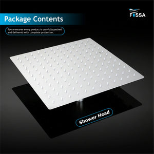 Ultra (12x12 Inches) 304- Grade Stainless Steel Chrome Finish Overhead Shower Without Arm - Fossa Home