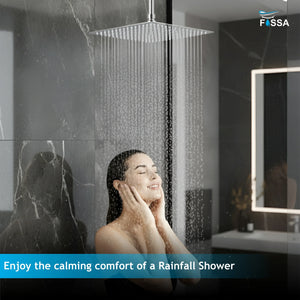 Ultra (12x12 Inches) 304- Grade Stainless Steel Chrome Finish Overhead Shower With Arm (24 Inch) - Fossa Home