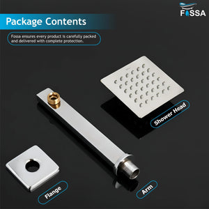 Ultra (4x4 Inches) 304- Grade Stainless Steel Chrome Finish Overhead Shower With Arm (9 Inch) - Fossa Home