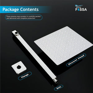 Ultra (8x8 Inches) 304- Grade Stainless Steel Chrome Finish Overhead Shower With Arm (15 Inch) - Fossa Home