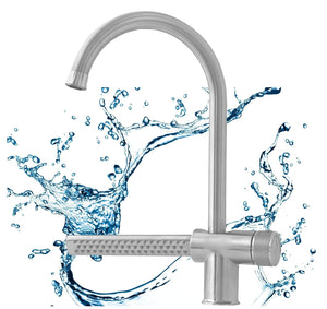 Stella Waterfall Dual-Flow 360° Hot & Cold Stainless Steel Kitchen Mixer Faucet Silver - Fossa Home