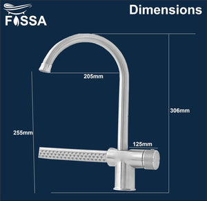 Waterfall Dual-Flow 360° Hot & Cold Stainless Steel Kitchen Mixer Faucet Silver - Fossa Home