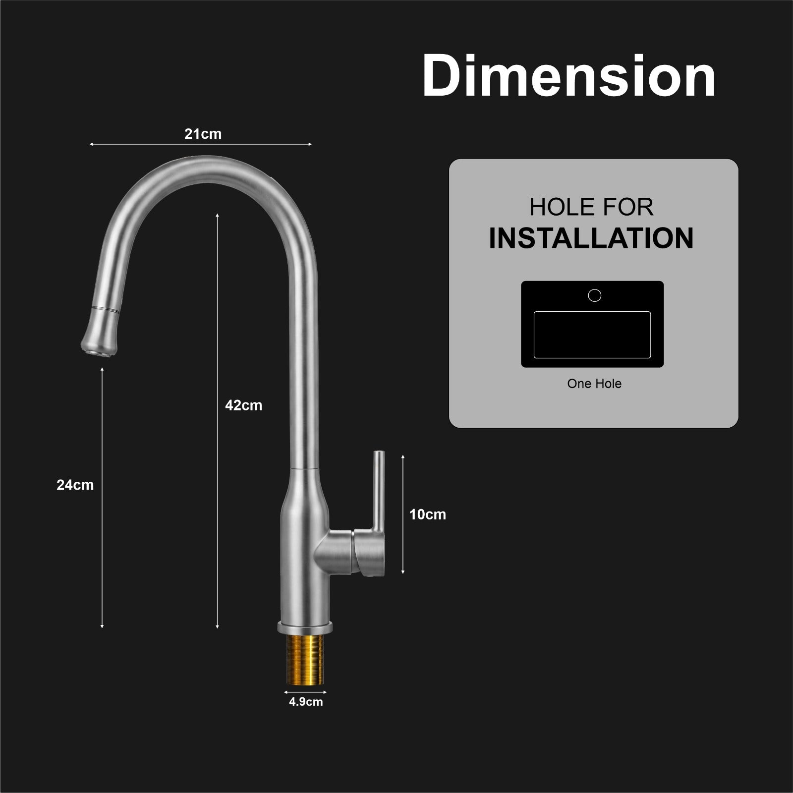 Omega Single-Flow 360° Hot & Cold 304 Stainless Steel Kitchen Mixer Faucet Silver