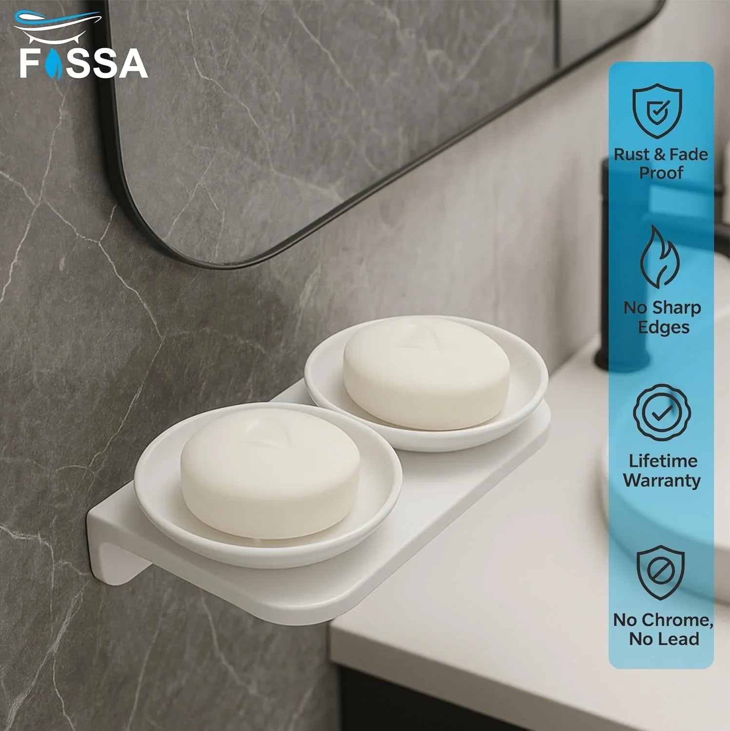 double soap dish white abs unbreakable round ceramic finish for bathroom