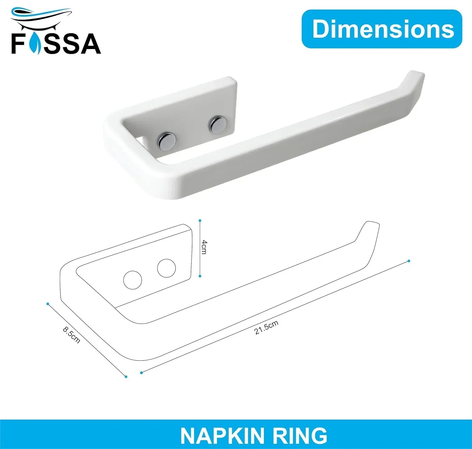 White Napkin Ring & Towel Holder Unbreakable Abs Ceramic Finish (RW-136) - Fossa Home
